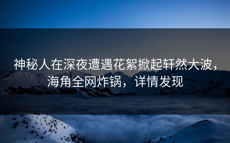 神秘人在深夜遭遇花絮掀起轩然大波，海角全网炸锅，详情发现