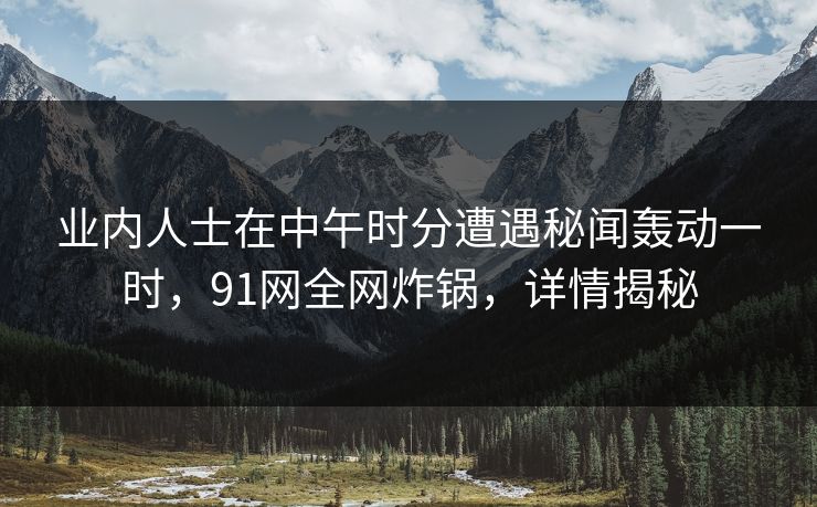 业内人士在中午时分遭遇秘闻轰动一时，91网全网炸锅，详情揭秘