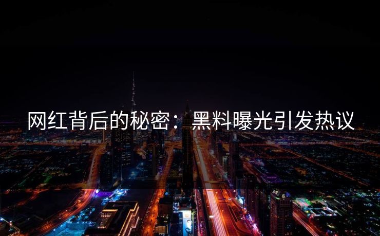 网红背后的秘密：黑料曝光引发热议