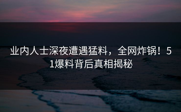 业内人士深夜遭遇猛料，全网炸锅！51爆料背后真相揭秘