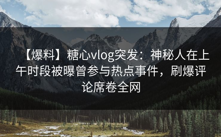 【爆料】糖心vlog突发:神秘人在上午时段被曝曾参与热点事件,刷爆评论席卷全网